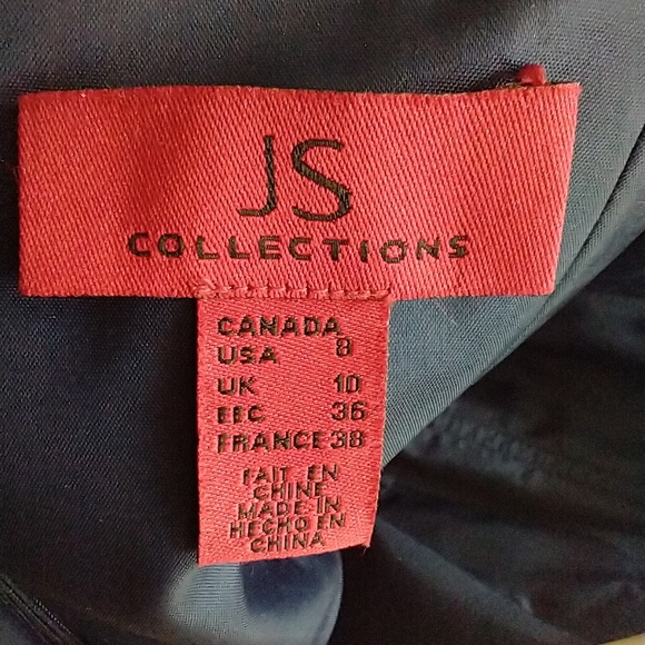 JS Collections Women's Sleeveless with Bow Long Dress Silk Navy Blue Gown Sz 8 - Picture 7 of 9